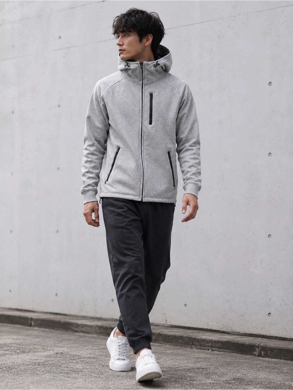 BEAMS HEART Techwear Softshell Hoodie Jacket Gray Men’s M